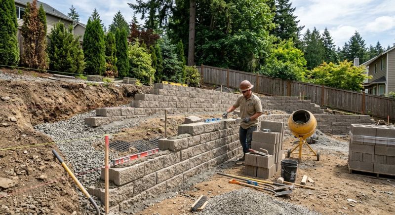 Block Retaining Wall Installation in Deland, FL
